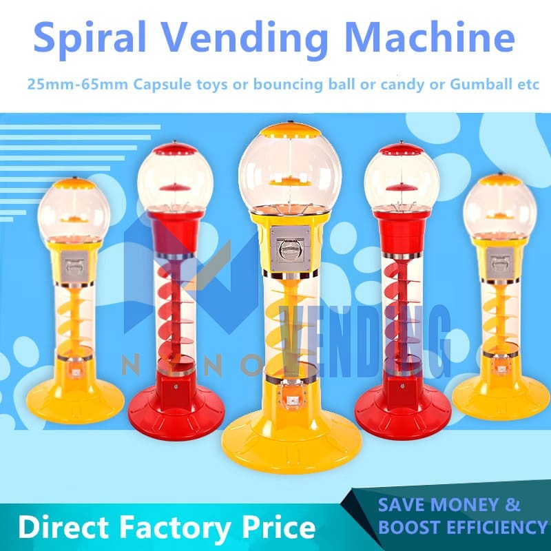 whirler toy capsule, candy, bouncy ball gumball spiral vending machine